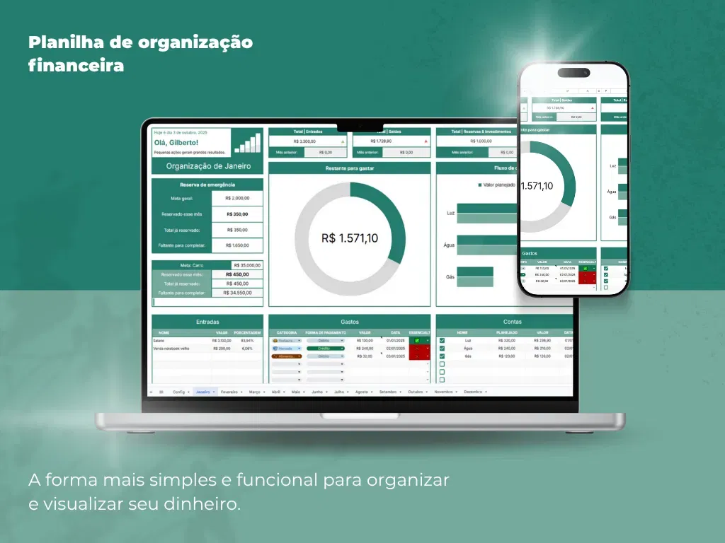 Planilha de Controle Financeiro - Clique para comprar